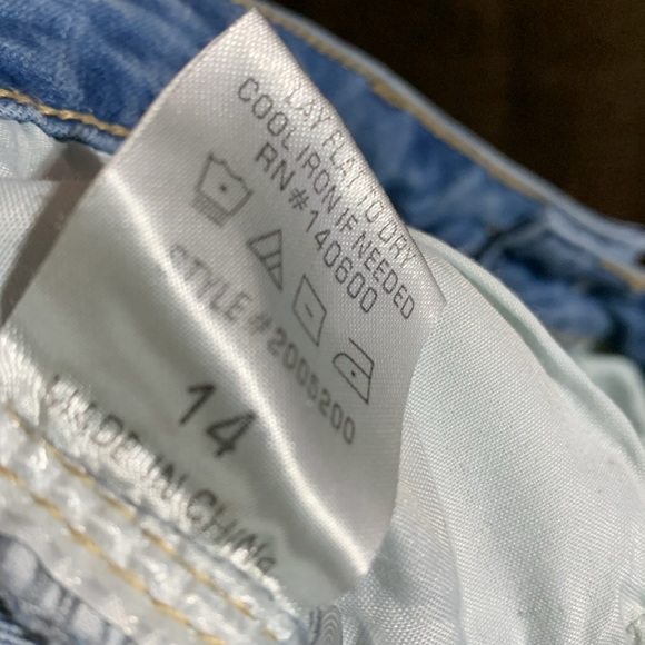 Angel Premium Jeans Pants 14 Blue Medium Wash Straight High Rise Stretchy Cotton - Picture 12 of 14